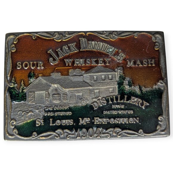 Jack Daniel's Distillery Enameled Metal Belt Buckle St Louis Exposition - Picture 1 of 10